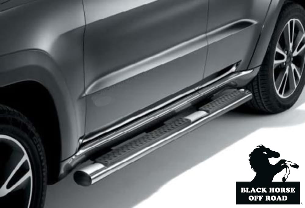 OEM Replica Black Horse Side Steps Stainless Steel Compatible with 11-21 Jeep Grand Cherokee (Excl. Limited X, High Altitude, Summit, SRT, SRT8, Trackhawk and Trailhawk)-9B080203SSOV