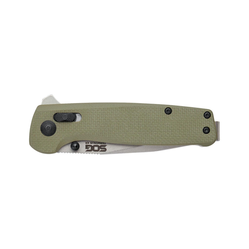 SOG Hunting High Carbon Steel Ambidextrous EDC Carry 2.95' Sharp Blade Terminus XR OD Green Folding Knife