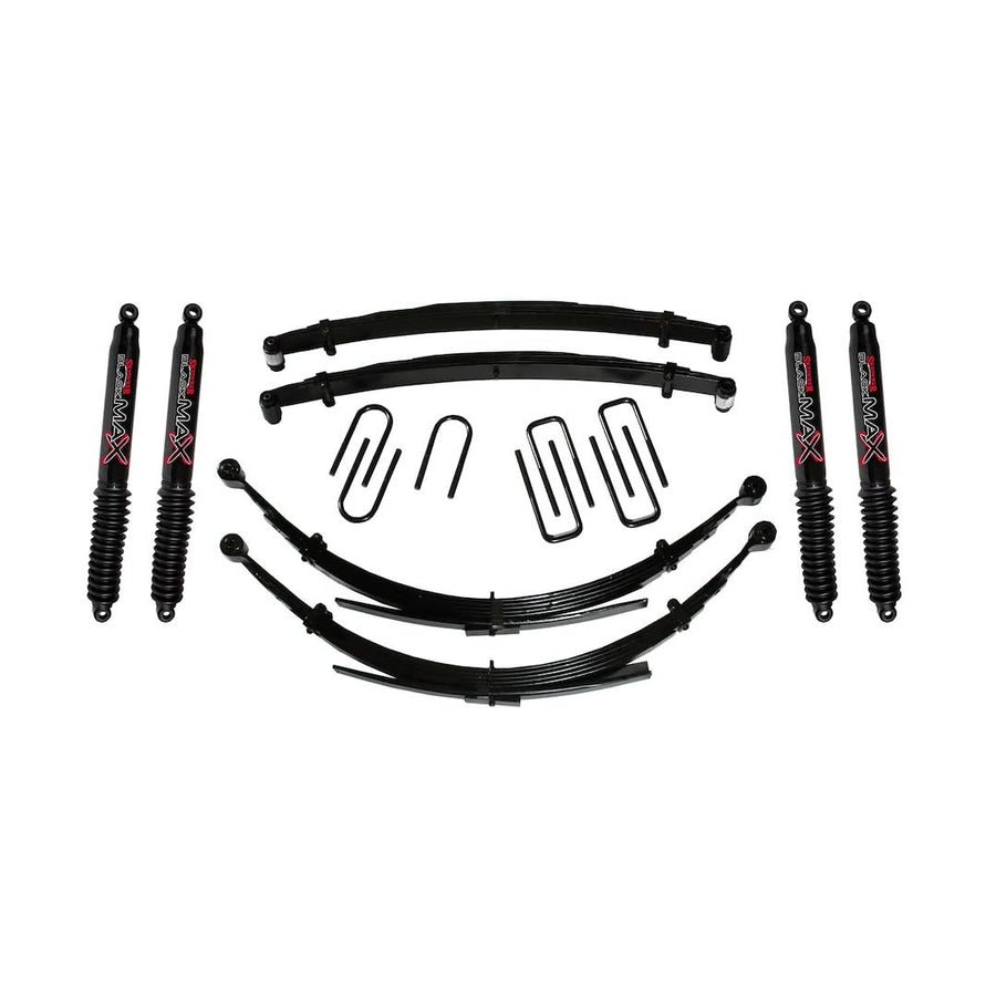 Skyjacker Suspension Lift Kit D600CDKS6-B w/Shock Black MAX Shocks 6 in. Front/Rear Lift Incl. Front/Rear Leaf Springs Front/Rear UBolt Kits Front Bushing Kit 4 Shocks
