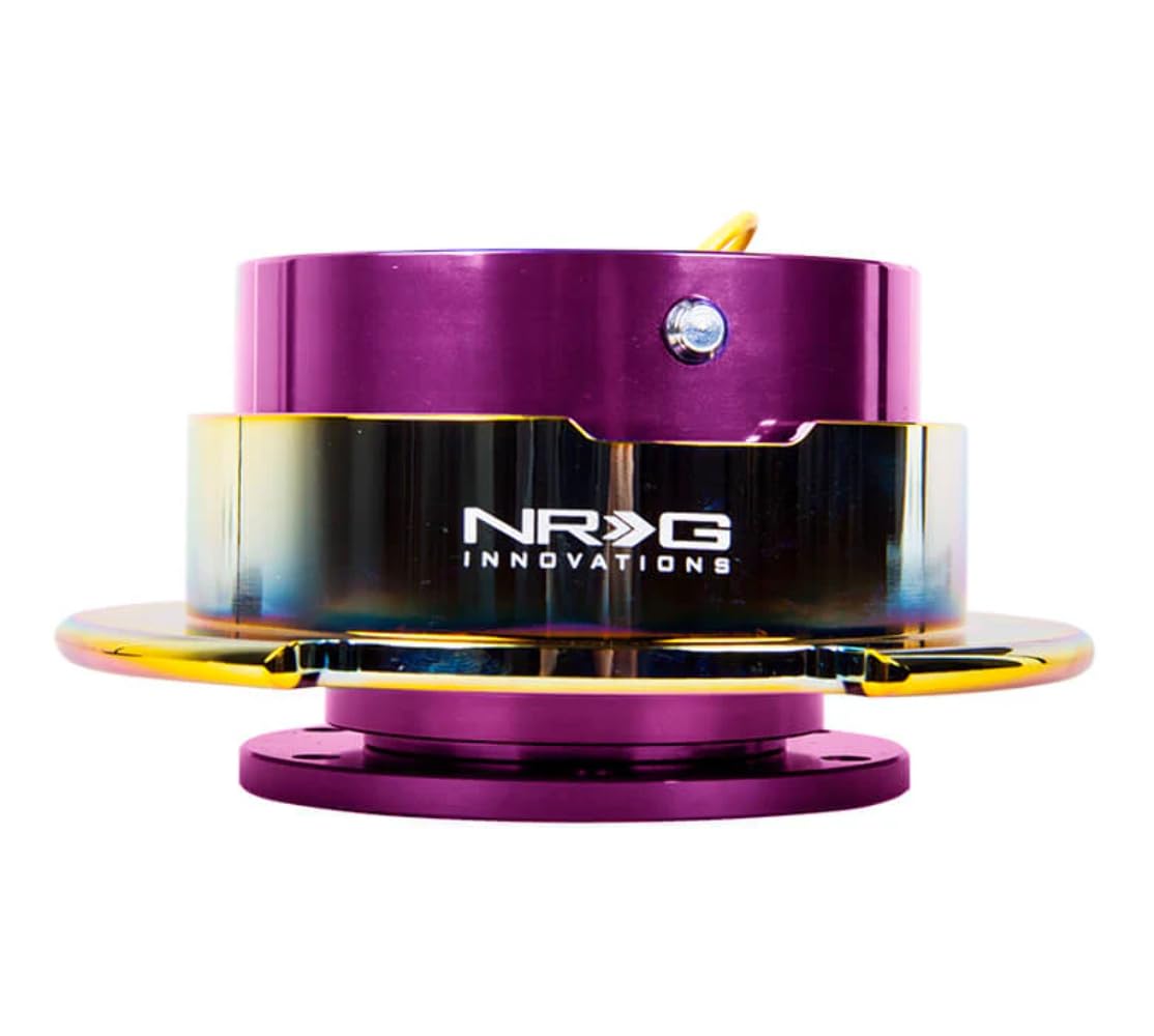 NRG Innovations Gen 2.5 NRG-SRK-250PP-MC Race Steering Wheel Quick Release Kit Adapter Purple Body/Neo Chrome Ring, 6x70 and 6x74mm Bolt Patterns