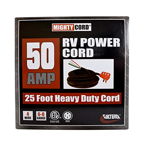 Mighty Cord Valterra A10-5025END 50 Amp Non-Detachable Power Cord w/Handle - 25', Red