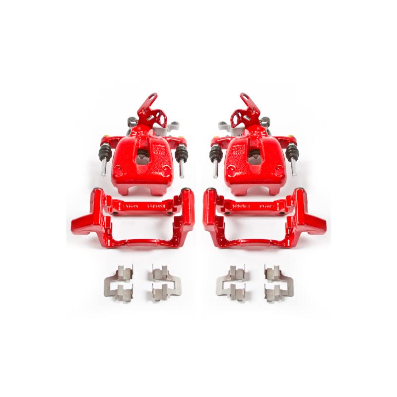 Power Stop Pair of High-Temp Red Powder Coated Rear Calipers For Audi A3, Audi A3 Quattro, VW Eos, VW G, VW Golf, VW Jetta, VW Rabbit [Model Specific]