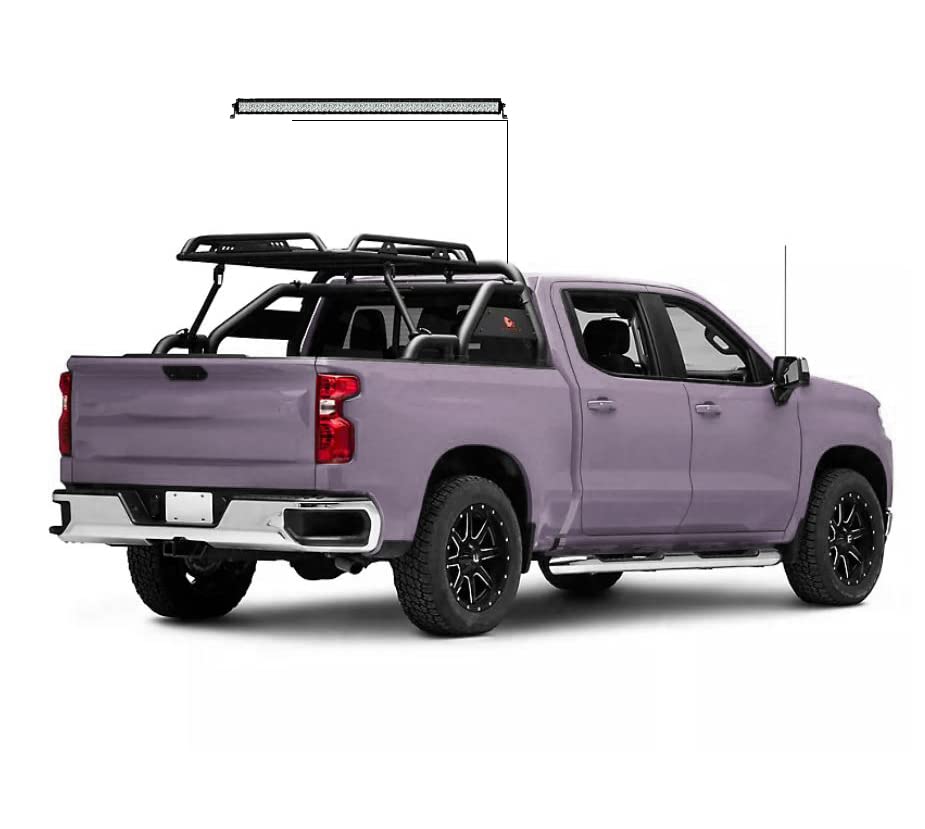 Warrior Black Horse Roll Bar Kit Compatible with 1/2 TON Trucks (GM Silverado 14+/Ford F150 15+/Dodge RAM 15+) with Full Size Cargo Basket(with RED Brake Light)-WRB-001BK-KIT