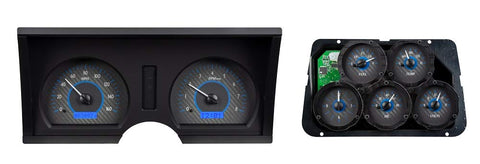 Dakota Digital 1978-82 VHX System-Analog Clock-Chevy Corvette Carbon Fiber Style Face, Blue Display