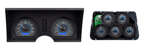 Dakota Digital 1978-82 VHX System-Analog Clock-Chevy Corvette Carbon Fiber Style Face, Blue Display