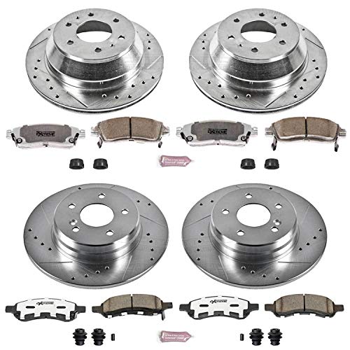 Power Stop K2085-26 Z26 Carbon Fiber Brake Pads Front and Rear with Drilled & Slotted Brake Rotors Kit For Buick Rainier, Chevrolet Trailblazer, GMC Envoy, Isuzu Ascender [Model Specific]