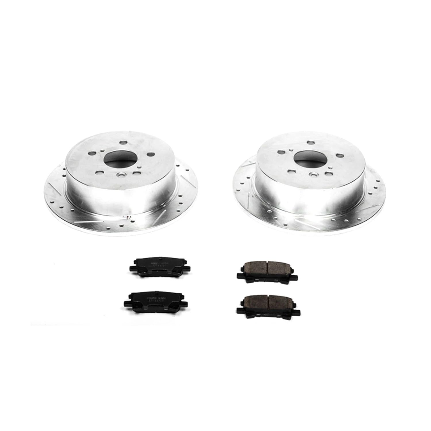 Power Stop K5333 Rear Brake Pads Z23 Carbon Fiber with Drilled & Slotted Brake Rotors Kit For Lexus RX330, Lexus RX350, Lexus RX400h, Toyota Highlander [Model Specific]