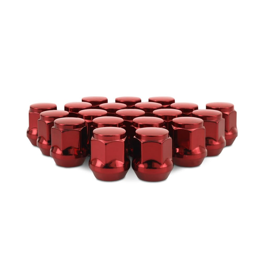 M12x1.5 Steel Lug Nuts, Mishimoto, Acorn Seat, 20pc Set, Red