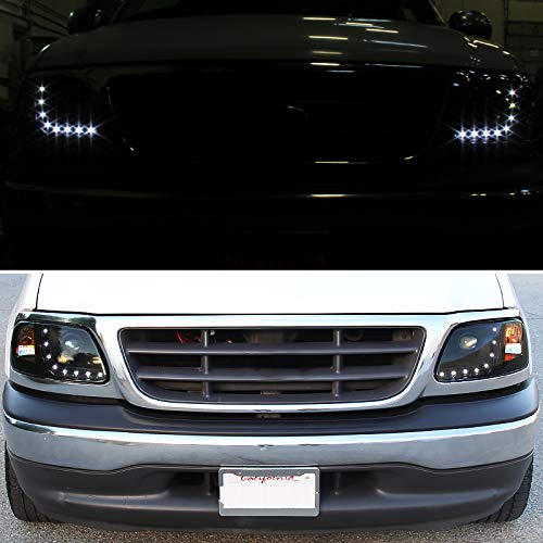 1997-2004 Ford F-150 / Expedition 1997-2002 Projector Headlights w/ SMD LED Light Strip (Black Housing/Smoked Lens) (Not compatible on 1997 F-150 models with production dates between 06/01/1996 to 07/01/1996)