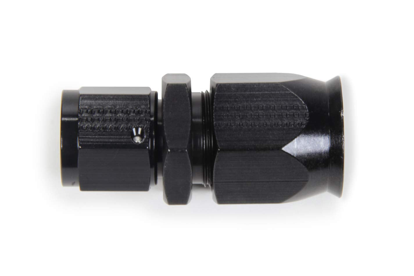 FRAGOLA Fitting, Race-Rite, Hose End, PTFE Hose, Straight, 10 an Hose Barb to 10 an Female, Swivel, Aluminum, Black, Each