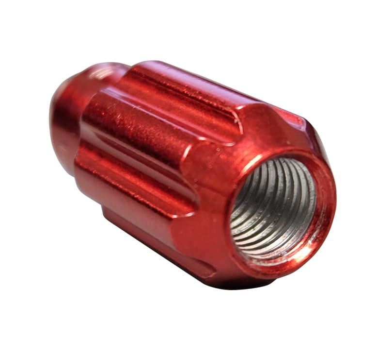 NRG Innovations M12 x 1.25 Steel Lug Nut Set NRG-LN-LS510RD-21 Bullet Shape, Anodized Finish 21 Pc Red with Lock Key