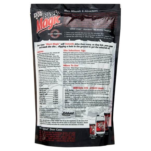 Deer Co-Cane Black Magic Powder Mix EVOLVED HABITATS Mineral Attractant - Fast & Easy to Use Habit-Forming Year-Round Beneficial Mineral Food Supplement - 4.5 Lb