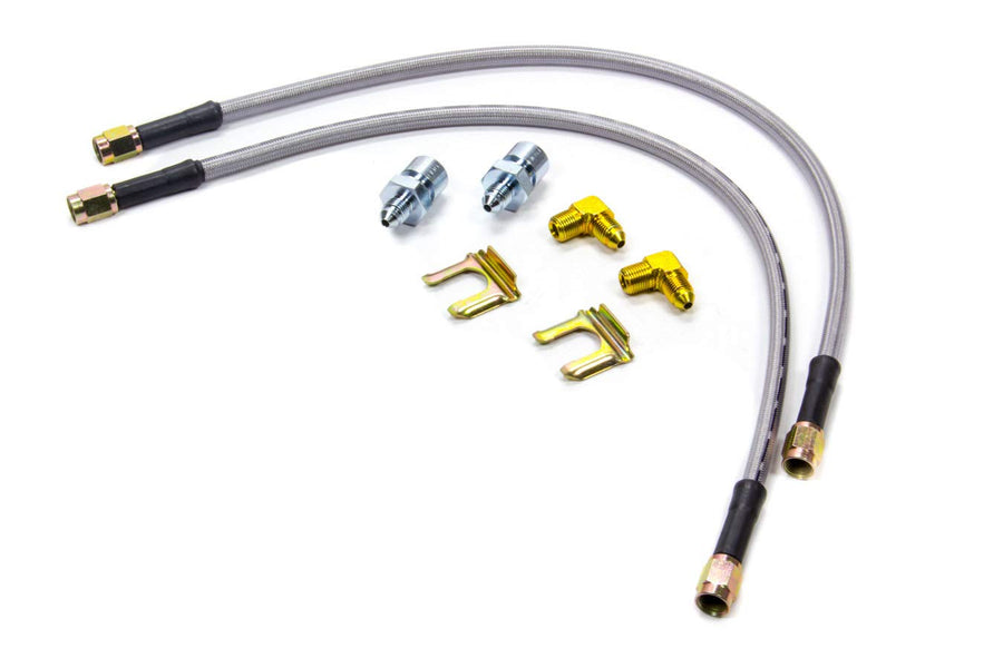 Wilwood Brake Kit Hose, Flexline, DOT Approved, 18 in, 3 AN Hose, 3 AN Straight Inlet, 3 AN Straight Outlet, Fittings Included, Braided Stainless, Front, Various Applications, Kit