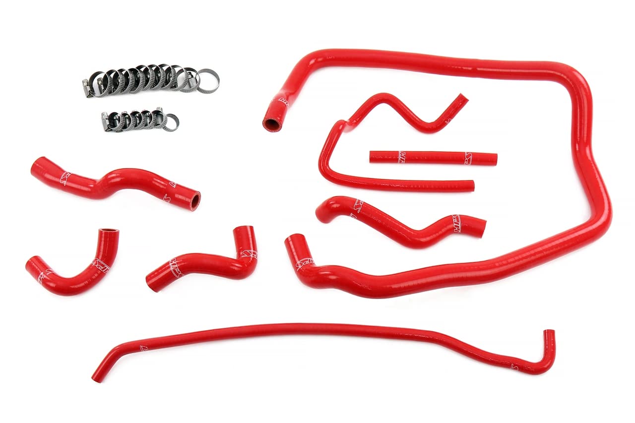 HPS Performance Silicone Red Heater, Throttle Body, Expansion Tank Coolant Hose Kit Compatible for 1996-1999 BMW 328 2.8L 323 2.5L E36 M52, 57-2138-RED