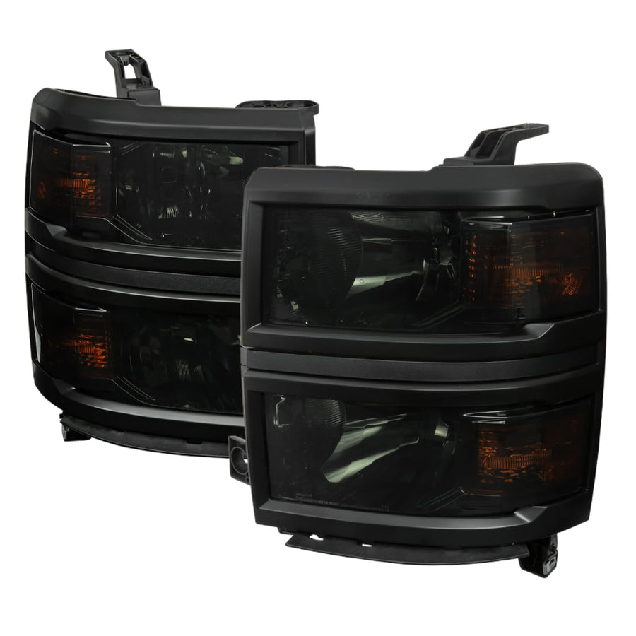 Smoke SPEC-D TUNING Headlights with Black Trim Compatible with 2014-2015 Chevy Silverado 1500 Left + Right Pair Head Lights Lamp Assembly