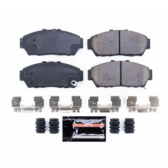 Power Stop Z23-617 Z23 Evolution Sport Carbon Fiber Infused Ceramic Brake Pads with Hardware For Acura Integra 1994-2001 | Honda Civic 1994-1995 [Vehicle Specific]