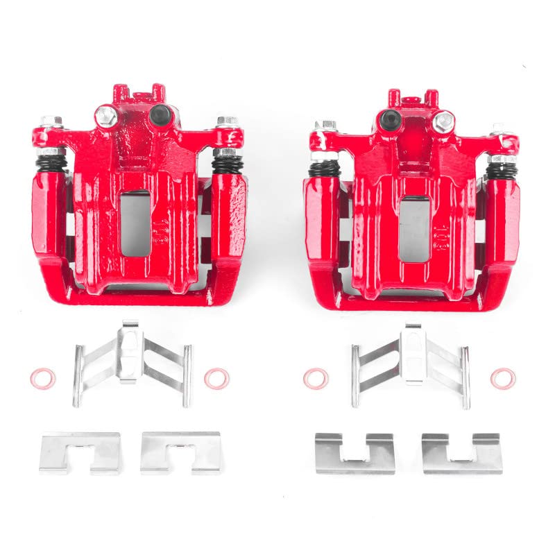 Power Stop Pair of High-Temp Red Powder Coated Rear Calipers For Honda CR-V 2005-2006 [Model Specific]