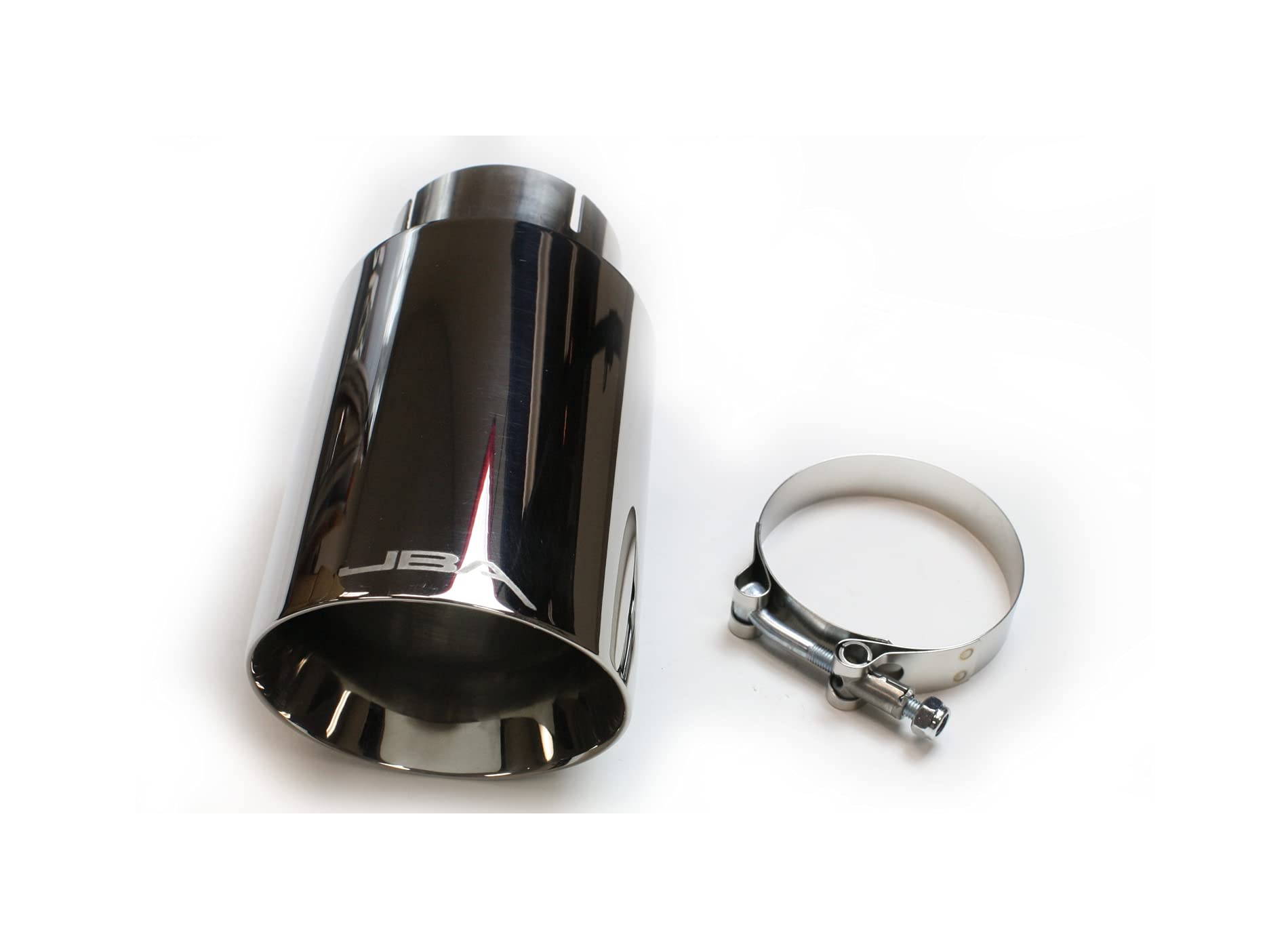2.5" x 4.5" x 8-1/4" JBA (12-08282) Stainless Steel Double Wall Polished Chrome Plated Clamp-On Exhaust Tip