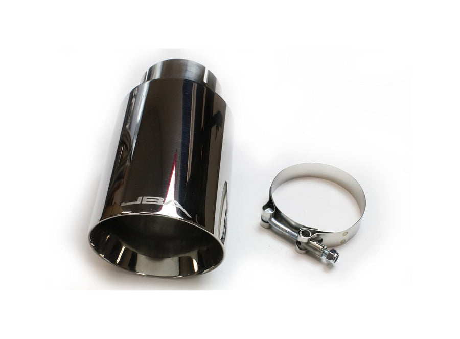2.5" x 4.5" x 8-1/4" JBA (12-08282) Stainless Steel Double Wall Polished Chrome Plated Clamp-On Exhaust Tip
