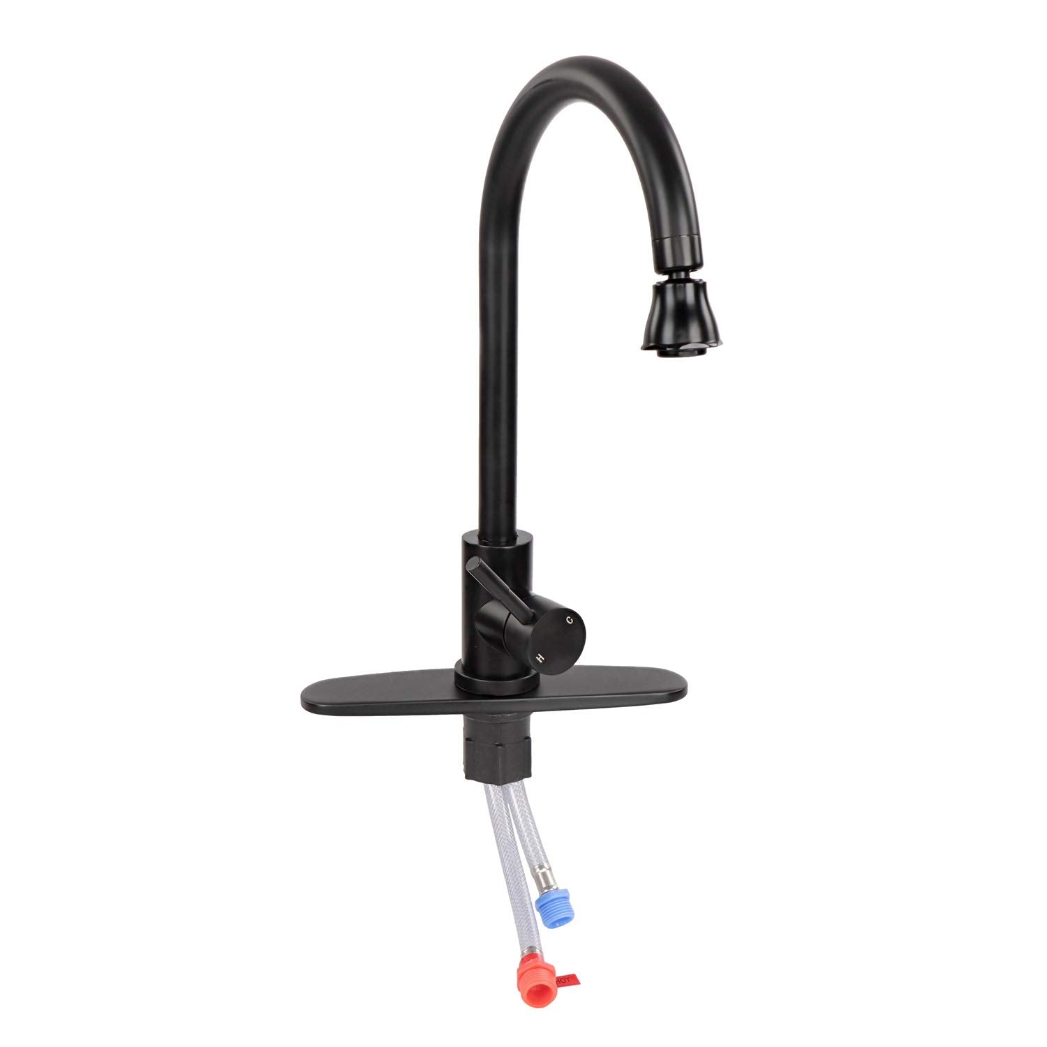 RV Kitchen Faucet Empire Faucets with Sprayer - Black Gooseneck Kitchen Faucet with Attached Sprayer Spout