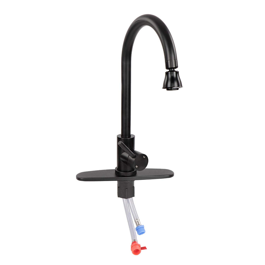RV Kitchen Faucet Empire Faucets with Sprayer - Black Gooseneck Kitchen Faucet with Attached Sprayer Spout
