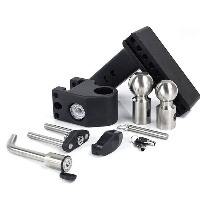 Weigh Safe Drop Steel Hitch - Adjustable Trailer Hitch with Ball Mount - Designed for 2.5" Receivers - Includes 2 Tow Balls - 8" Drop Hitch, 22,000 lbs GTW, 2-Piece Lock Set