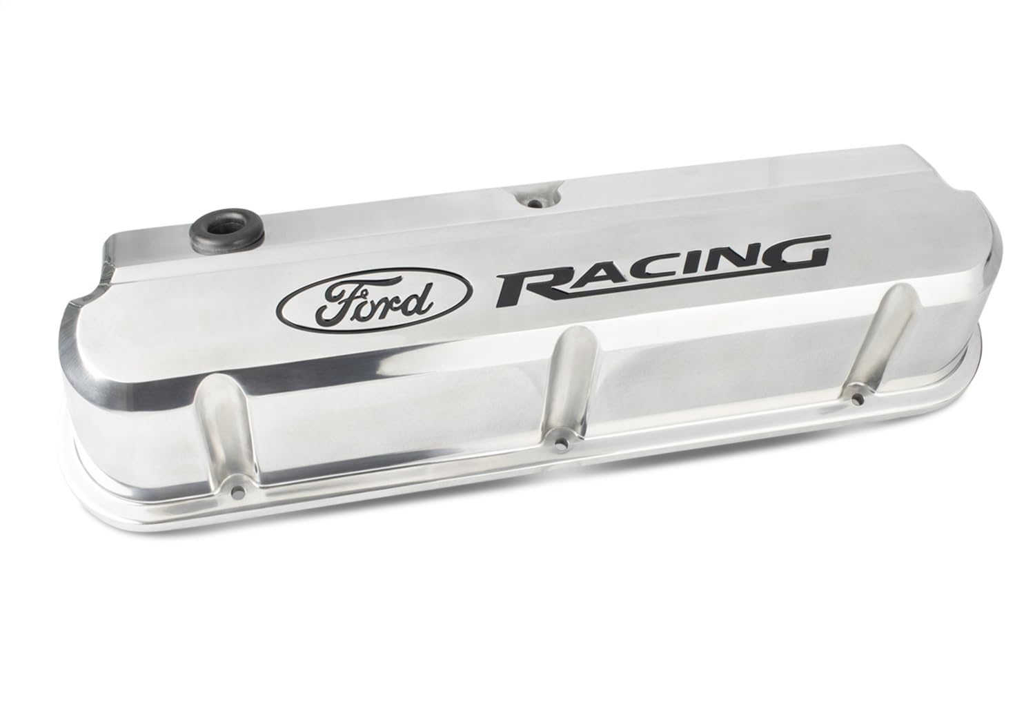 Tall Ford Valve Cover, Baffled, Oil Fill Cap, Ford Racing Logo, Aluminum, Polished