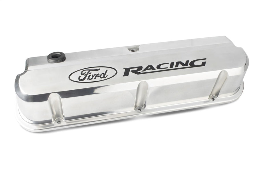 Tall Ford Valve Cover, Baffled, Oil Fill Cap, Ford Racing Logo, Aluminum, Polished
