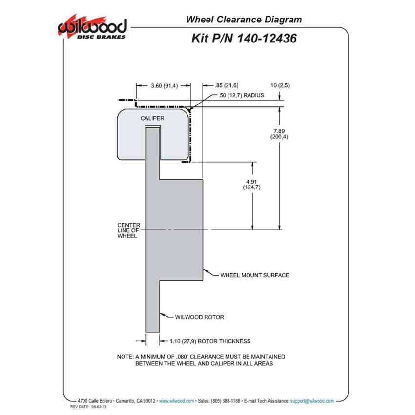 Rear P-Brk Kit, FNSL4R, 14.00", Drill, Red