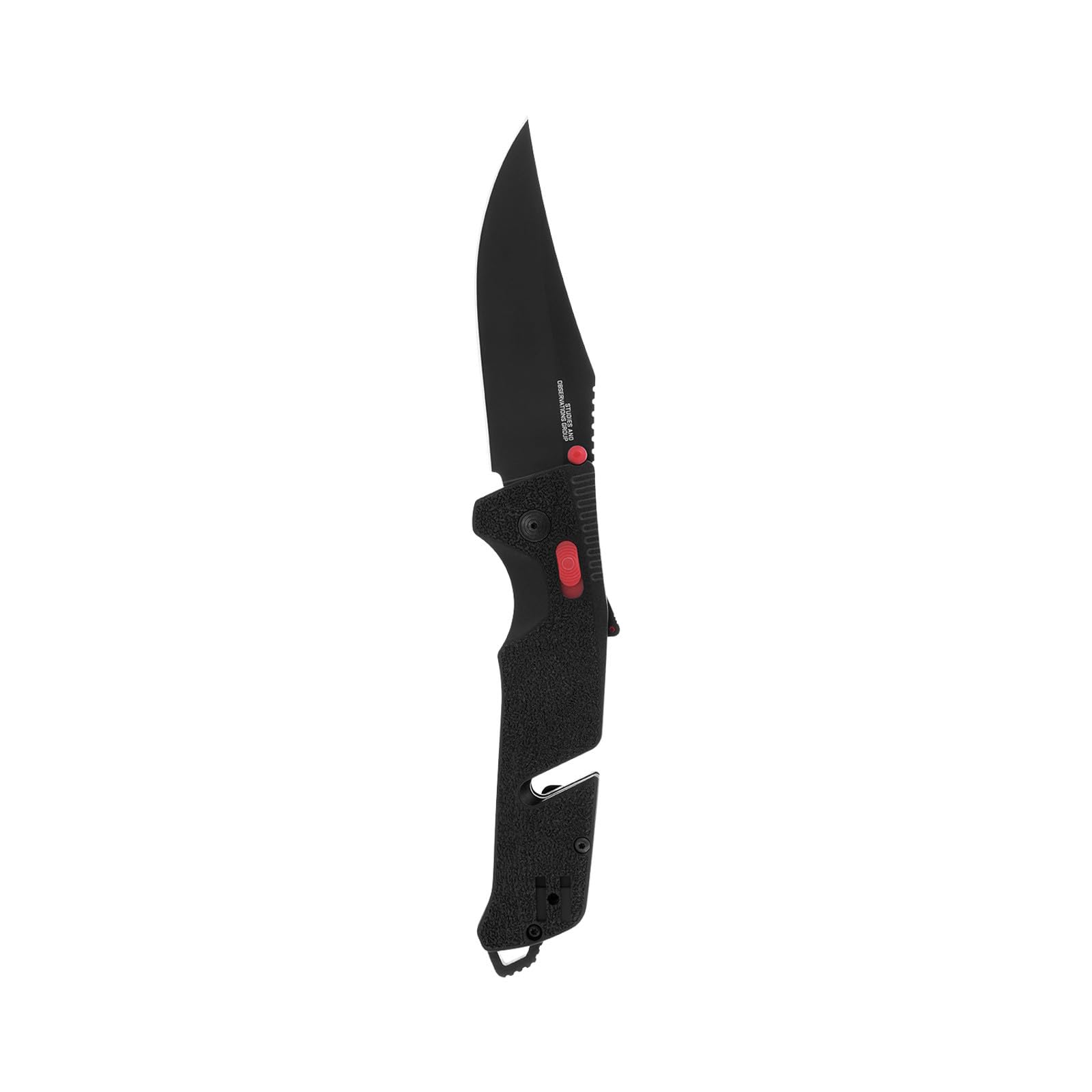 Ambidextrous SOG Trident Professional Straight Folding Knife | Heat-Treated CRYO D2 3.75" Stainless Steel Blade, Black/Red