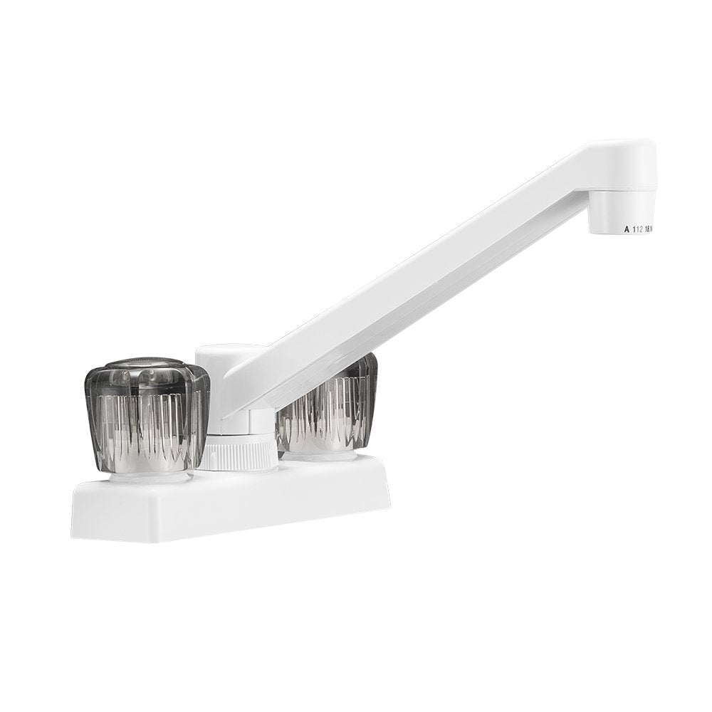 Dura Faucet RV Swivel Kitchen, Galley or Bar Faucet DF-PK640S-WT with Smoked Acrylic Knobs (White)