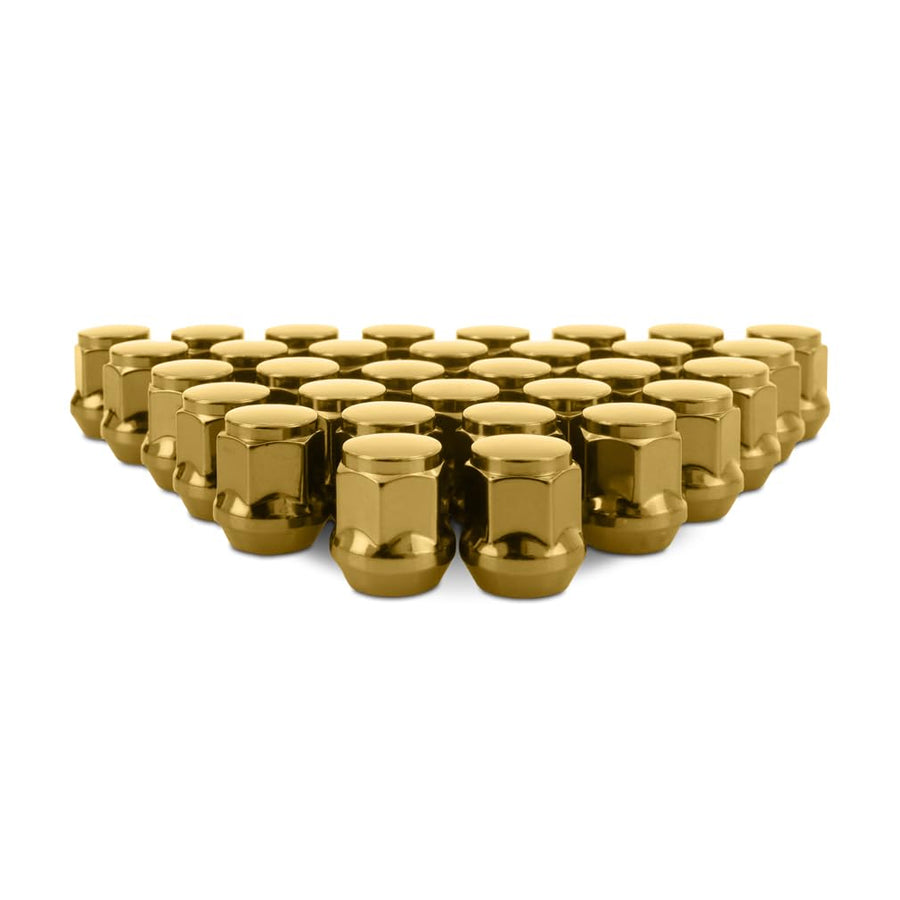 M14x1.5 Mishimoto Steel Lug Nuts, Acorn Seat, 32pc Set, Gold