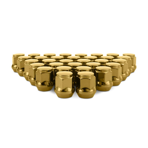 M14x1.5 Mishimoto Steel Lug Nuts, Acorn Seat, 32pc Set, Gold