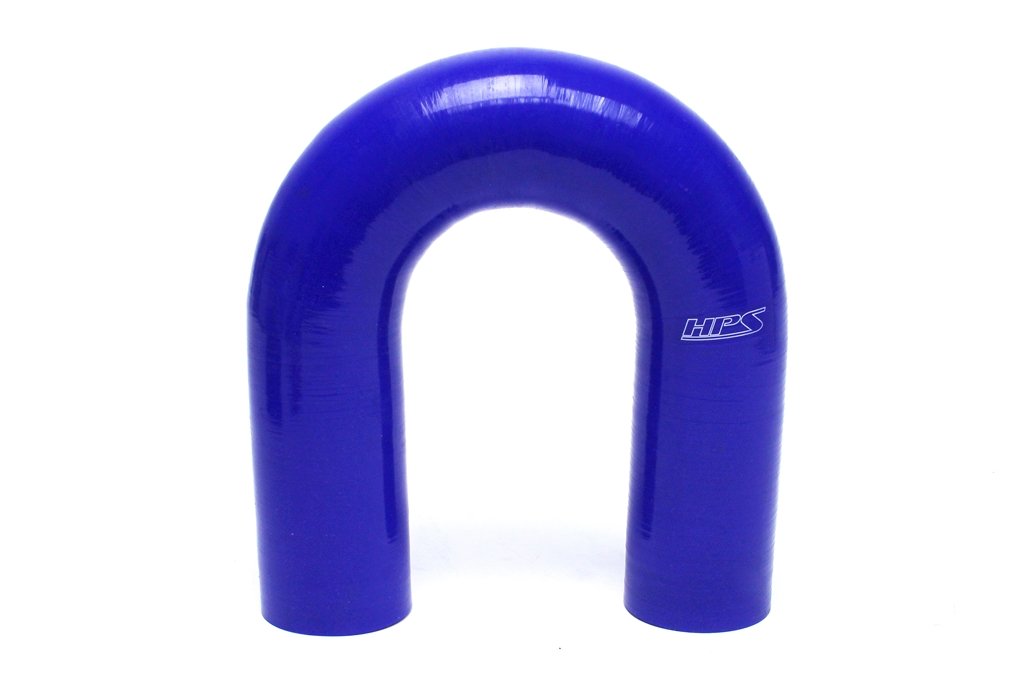 HPS Performance Silicone High Temperature HTSEC180-250-BLUE 4-Ply Reinforced 180 Degree U Bend Elbow Coupler Hose, 44 psi Maximum Pressure, 2-1/2" ID, Blue