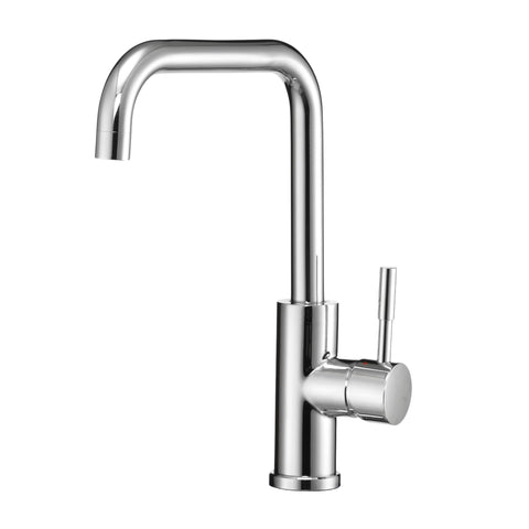 Dura Faucet Squared-Arc RV Single Handle Kitchen Sink Faucet - Optional Deck Plate (Chrome)