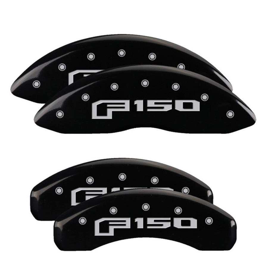 Brake Caliper Covers MGP for 2015-2020 Ford F-150, 2018-2020 Ford Expedition (Requires 18"+ Wheels) Black Powder-Coated Finish, Aluminum Front and Rear Caliper Covers (F-150 Engraving; Set of 4)
