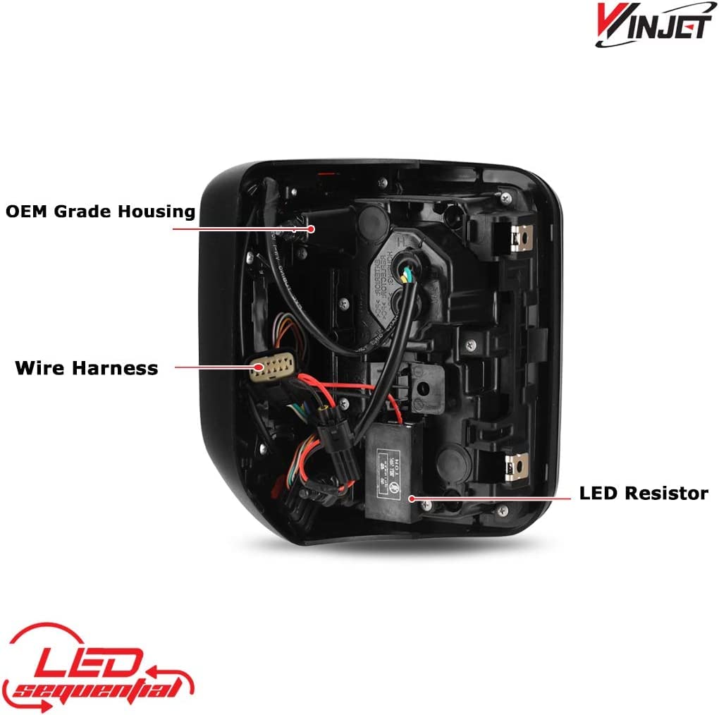 LED Tail Lights Assembly Winjet Fit For 2019 2020 2021 2022 2023 2024 2025 2026 Jeep Gladiator JT, Full Led Functional Rear Lamp Replacement w/Sequential Turn Signal (Black Housing Smoke Lens)
