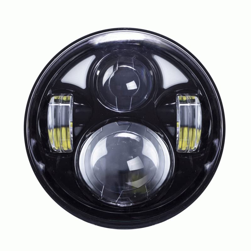 Round METRA Motorcycle Headlights with Black Face and Partial Halo (BC-561B)