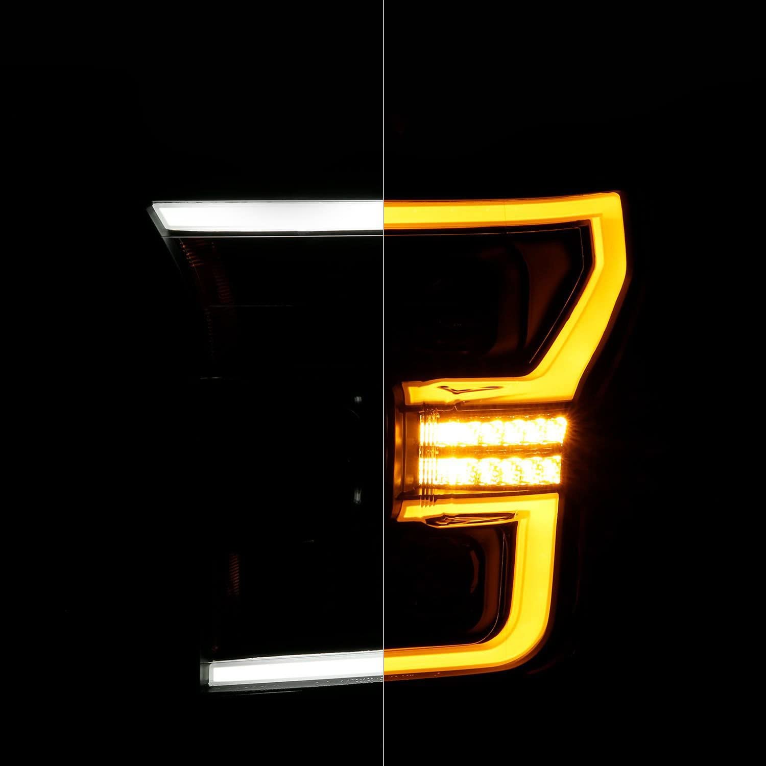 Ford F-150 ANZO USA 15-17 Projector Full LED Switchback Headlights Black Amber