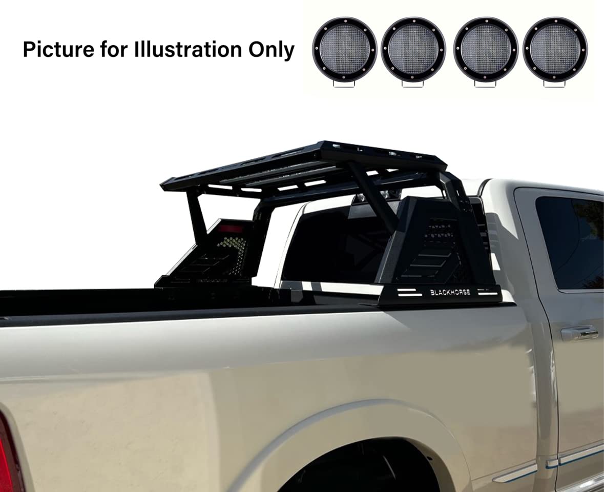 Armour II Black Horse Roll Bar W/Basket Kit Bk Compatible with00-24 Ram 2500/3500|01-24 Silverado 2500/3500 HD|00-24 F-150|17-24 Titan|01-24 Sierra 1500|07-24 Tundra|01-24 GMC Sierra 1500/2500 HD
