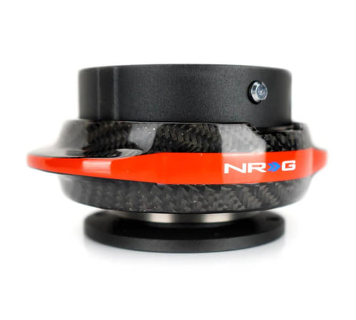 NRG Innovations GEN 2.2 NRG-SRK-220BK-CF-RD Steering Wheel Quick Release Adapter 6-Hole & 6x70 and 6x74mm Bolt Patterns Black Body/Carbon Fiber Red Ring