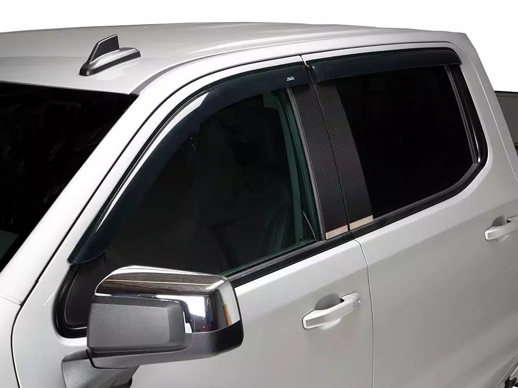 Auto Ventshade Outside Mount [AVS] Rain Guards For 2007-2013 Chevrolet Silverado, GMC Sierra 1500, CREW CAB; 07-14 Silverado/Sierra 2500HD-3500HD, CREW CAB | Window Vent Visors, 4 pcs. - Smoke | 94515