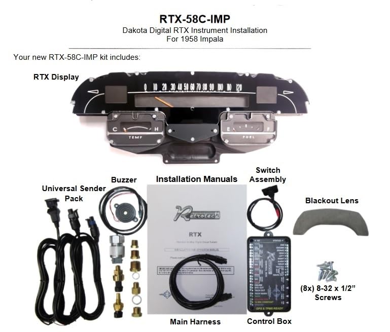 1958 Chevy Impala Dakota Digital Retrotech Dash Gauge System RTX-58C-IMP-X