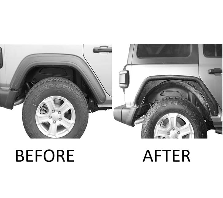 Full Set Black Horse Inner FENDER FLARES Liners - Front & Rear Matte Black Compatible with 2018-2024 Jeep Wrangler-TFFJL4