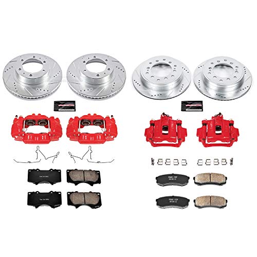 Power Stop Z23 KC5805 Evolution Sport Front & Rear Caliper Brake Kit- Brake Rotor, Carbon-Fiber Ceramic Brake Pads and Brake Caliper For Toyota FJ Cruiser 2010-2014 [Model Specific]