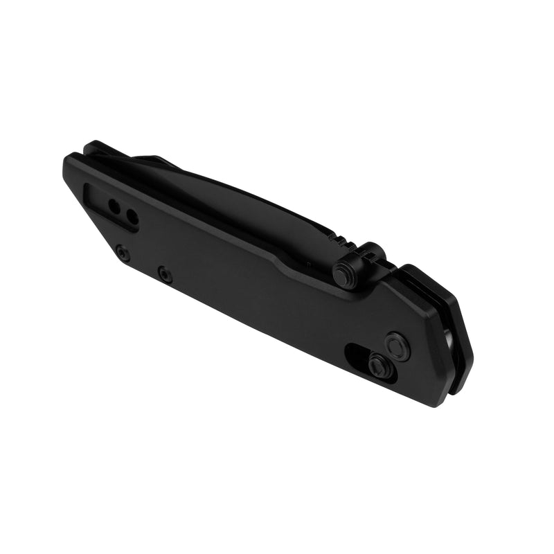 Kershaw Pocket Knife Mini Iridium, Black Design, 3 Inch Steel Spear Point Blade, EDC with Thumb Stud Opening, Reversible Carry, DuraLock, Everyday Carry Pocket Knife for Men and Women