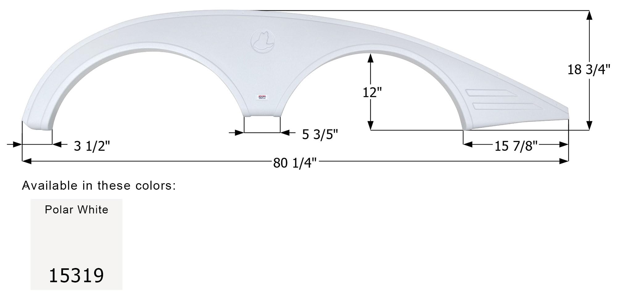 Tandem Axle Fender Skirt Icon 15319 FS5318 for Jayco - Polar White (LH)