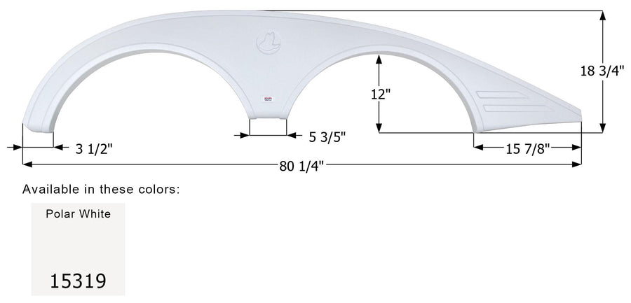 Tandem Axle Fender Skirt Icon 15319 FS5318 for Jayco - Polar White (LH)