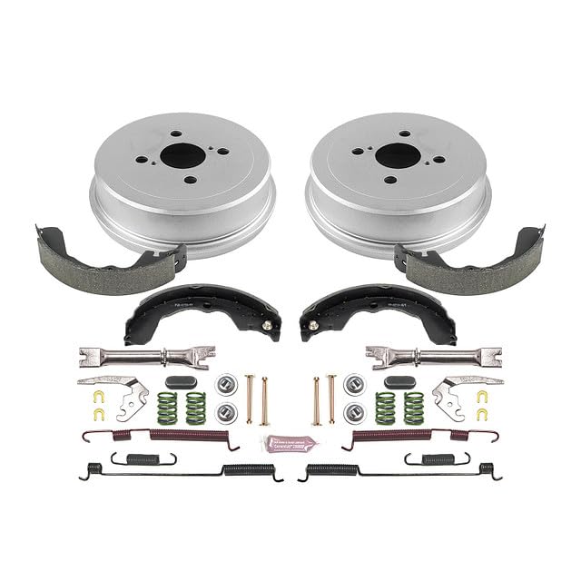 Power Stop KOE15379DK Rear Replacement Brake Kit-OE Brake Drums & Ceramic Brake Pads For Pontiac Vibe 2003-2008, Toyota Matrix 2003-2008 [Model Specific]