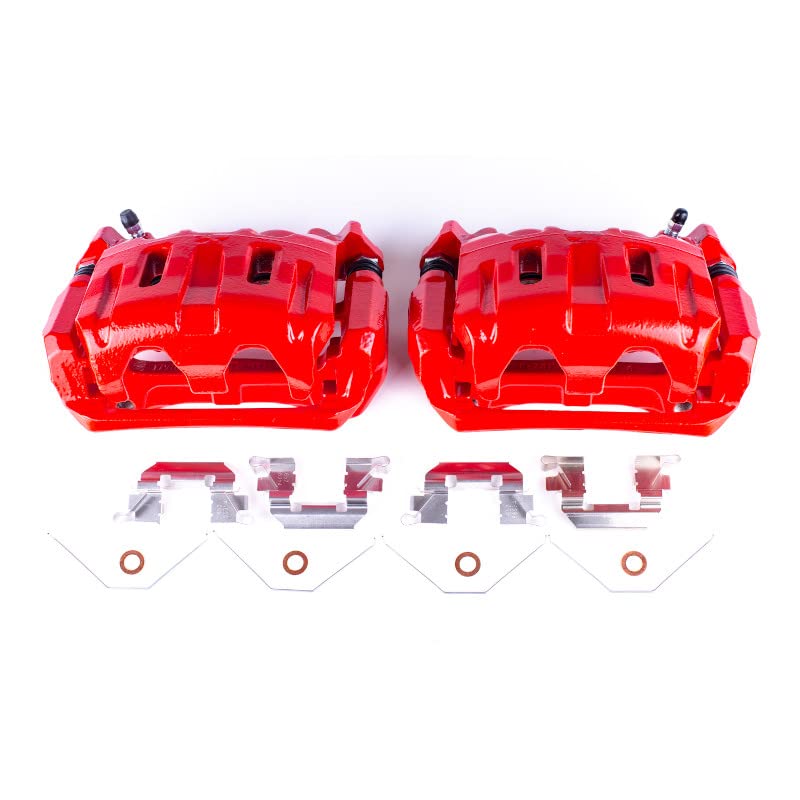 Power Stop S6448 Front Pair of High-Temp Red Powder Coated Calipers For Honda Odyssey 2011-2017 [Model Specific]